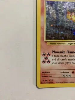 Pokemon Blaine's Moltres 001/132 Gym Heroes Holo card Unlimited Heavy Play - Image 4