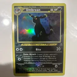 RAW Umbreon 13/75 Neo Discovery 1st Edition Holo Rare Pokemon Card - Image 1