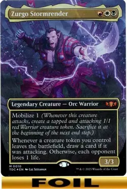 1x - Zurgo Stormrender - FOIL BORDERLESS - CMR: Tarkir: Dragonstorm MTG - Image 1