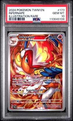 2024 POKEMON TWM EN-TWILIGHT MASQUERADE ILLUSTRATION RARE #173 INFERNAPE PSA 10 - Image 1