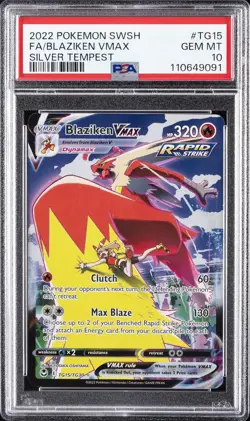 2022 POKEMON SWORD & SHIELD SILVER TEMPEST #TG15 FULL ART/BLAZIKEN VMAX PSA 10 - Image 1