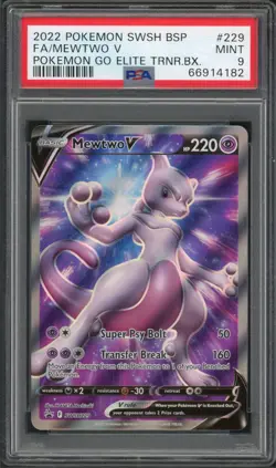 2022 Pokemon SWSH Black Star Promo 223 Mewtwo V Full Art PSA 9 MINT - Image 1
