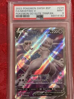 2022 Pokemon SWSH Black Star Promo 223 Mewtwo V Full Art PSA 9 MINT - Image 2