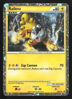 Pokemon Shiny Raikou HGSS19 HeartGold SoulSilver Holo Black Star Promo MP SWIRL - Image 1