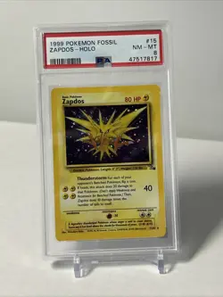 Pokemon Card PSA 9 Mint Zapdos Fossil Unlimited 1999 Holo 15/62 - Image 1