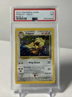 2000 Pokemon Game Pidgeot Holo PSA 7 Near Mint Base II Set 2 Rare Card 14/130 - Image 1