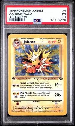 PSA 1 PR 1999 Pokemon 1ST EDITION Jungle Jolteon 4/64 Holo Foil Rare WOTC - Image 1