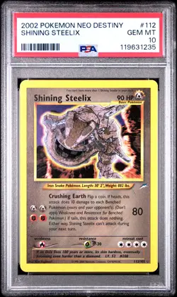 2002 POKEMON NEO DESTINY #112 SHINING STEELIX PSA 10 - Image 1