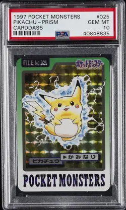 1997 POCKET MONSTERS CARDDASS #025 PIKACHU-PRISM PSA 10 - Image 1