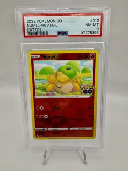 2022 Pokemon SWSH Pokemon GO Numel Ditto Variation Reverse Holo #013/078 PSA 8 - Image 1