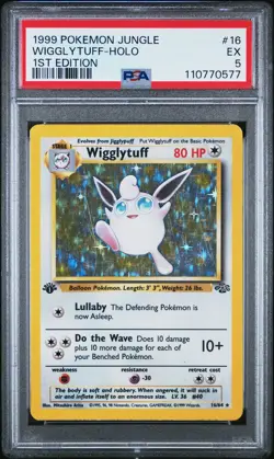 1999 POKEMON JUNGLE 1ST ED #16 WIGGLYTUFF-HOLO PSA 5 - Image 1