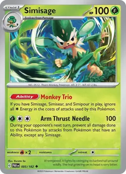 Simisage 005/182 | Paradox Rift | Uncommon Non Holo | NM Pokemon Card - Image 1