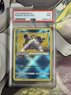 Radiant Blastoise 018/078 Pokemon TCG Card PSA 9 Mint Pokemon Go 2022 - Image 1