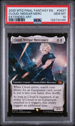 PSA 10 CLOUD, MIDGAR MERCENARY #0427 EXTENDED ART 2025 MTG FINAL FANTASY EN - Image 1