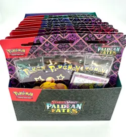 Pokemon TCG Paldean Fates 3 PACK TECH STICKER DISPLAY CASE Factory Sealed 12 ct - Image 2