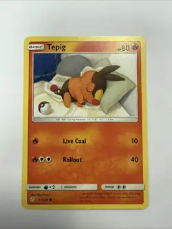 Pokemon Cards TCG Sun & Moon Cosmic Eclipse 31/236 Tepig Common Mint - Image 1