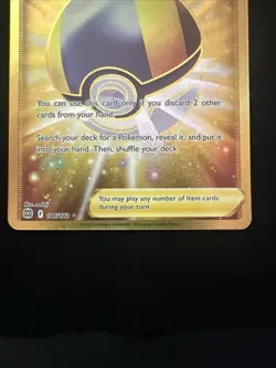 Pokemon TCG Brilliant Stars Ultra Ball Gold Card 186/172 Near Mint Condition - Image 2