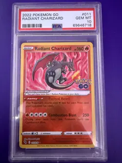 Pokemon TCG Radiant Charizard Holo Card PSA 10, Pokemon Go, 011/078 - Image 1