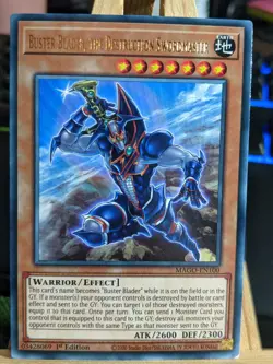 Buster Blader The Destruction Swordsmaster MAGO-EN100 Gold Rare LP Yugioh Card - Image 1