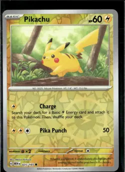 Pokemon Pikachu 025/165 151 Reverse Holo Common 3 Card Lot - Image 1