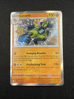 Pokemon TCG S&V Paldean Fates Lucario Shiny Rare Holo Card 174/091 - Image 1