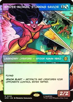 SPM Foil Borderless SPIDER-WOMAN STUNNING SAVIOR 1x Rare Magic Spider-Man MTG NM - Image 1