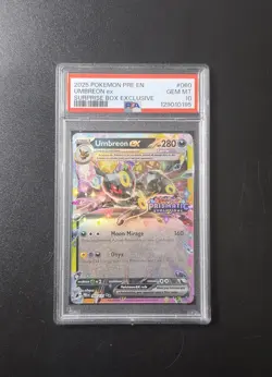 PSA 10 UMBREON EX #060 STAMPED 2025 POKEMON PRISMATIC EVOLUTIONS SURPRISE BOX - Image 1