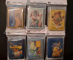 Pokemon Center Van Gogh Pikachu Eevee Snorlax COMPLETE SET of 6 Sleeves Packs - Image 1