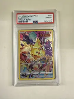 PSA 10 GEM MINT Pikachu Secret Rare Full Art 160/159 Crown Zenith Pokemon - Image 1