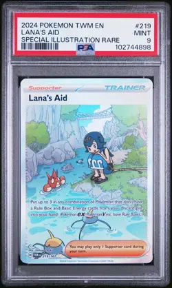 2024 POKEMON TWM EN-TWILIGHT MASQUERADE #219 LANA'S AID PSA 9 - Image 1