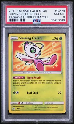 2017 POKEMON SM BLACK STAR PROMO #SM79 SHINING CELEBI-HOLO PSA 8 - Image 1