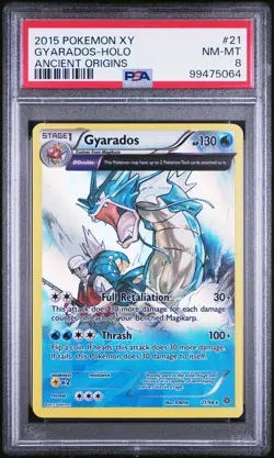 2015 POKEMON XY ANCIENT ORIGINS #21 GYARADOS-HOLO PSA 8 - Image 1