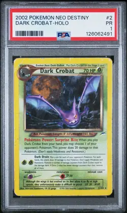 PSA 1 Dark Crobat Holo Neo Destiny #2/105 2002 Pokemon WoTC PR - Image 1
