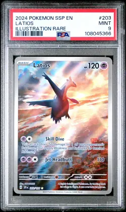 2024 POKEMON SSP EN-SURGING SPARKS ILLUSTRATION RARE #203 LATIOS PSA 9 - Image 1