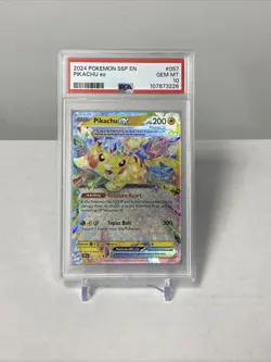 2024 POKEMON SSP EN-SURGING SPARKS #057 PIKACHU EX PSA 10 - Image 1