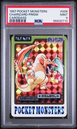 1997 POCKET MONSTERS CARDDASS #006 CHARIZARD-PRISM PSA 9 - Image 1