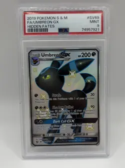 PSA 9 MINT Pokemon Umbreon GX Hidden Fates Full Art GX SV69/SV94 - Image 1