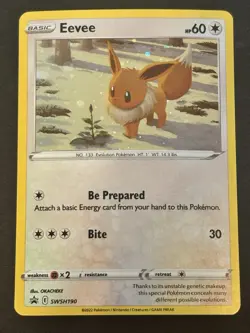 HD SWIRL ✨🌀Eevee - Pokemon TCG 2022 Black Star Promo SWSH190 Cosmos Holo - Image 2