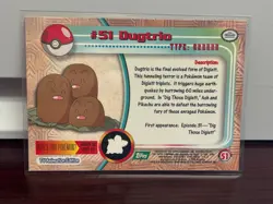 1999 Topps TV Animation Dugtrio #51 Green Logo Non Foil Pokemon Card - Image 2