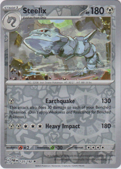 Steelix 125/182 | Paradox Rift | Rare Reverse Holo | NM Pokemon Card - Image 1