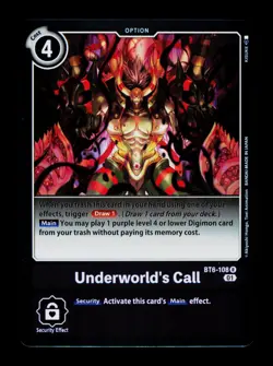 Underworld's Call BT6-108 Purple Foil Digimon Card CCG Trading Card - Image 1