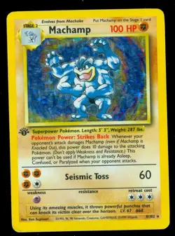 Pokemon MACHAMP 8/102 - 1st Edition Base Set RARE HOLO - Lightly played - Card B - Image 1