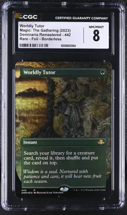 WORLDLY TUTOR Dominaria Remastered Borderless Foil Rare CGC 8 MTG [Nostalgium] - Image 1