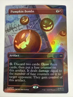 MTG Pumpkin Bombs 0026 Foil (Borderless) Spider-Man Eternal NM SPE - Image 1