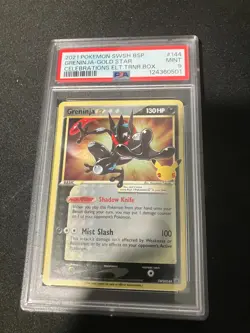 2021 Pokemon Celebrations SWSH Black Star Promo Greninja Gold Star #144 PSA 9 - Image 1