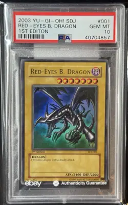2003 YuGiOh Red-Eyes B. Dragon 1st Edition SDJ-001 PSA 10 GEM MINT - Image 1