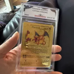 Pokemon Gold Foil Custom Charizard Gem MT 10 Card - Image 1