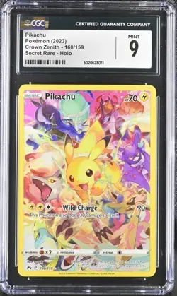 CGC 9 MINT Pikachu 160/159 Crown Zenith Secret Rare Pokemon Card Holo - Image 1