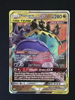 Naganadel & Guzzlord GX 158/236 Cosmic Eclipse NM Ultra Rare Pokemon Card - Image 1