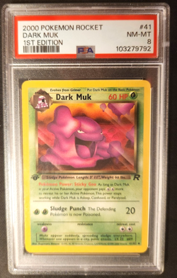 DARK MUK 2000 POKEMON TEAM ROCKET 1ST EDITION CARD #41 - PSA NM-MT 8 - Image 1